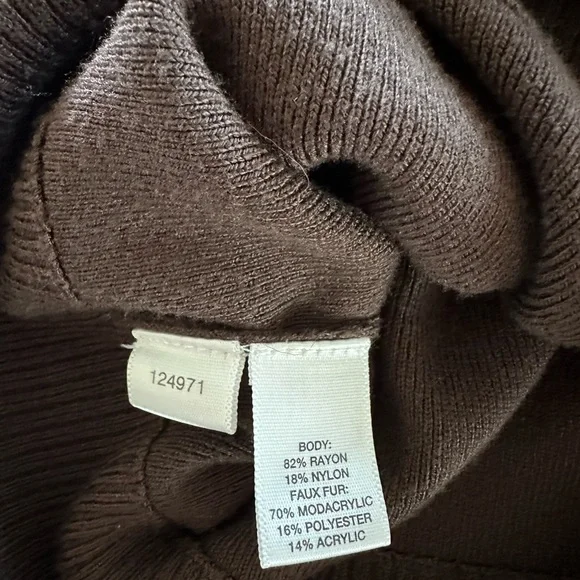 Ann Taylor Loft Brown Cardigan with Faux Fur Collar - Picture 7 of 10